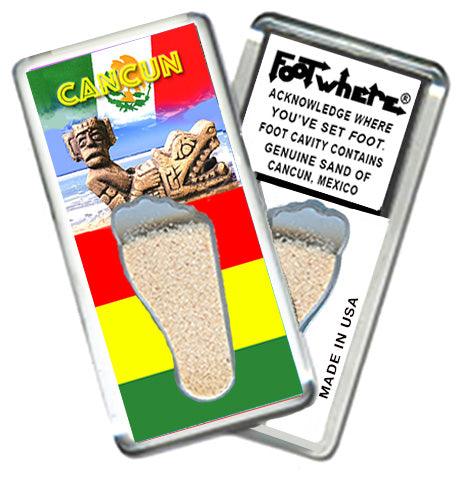 Cancun FootWhere® Souvenir Fridge Magnets. 6 Piece Set. Made in USA-FootWhere® Souvenirs