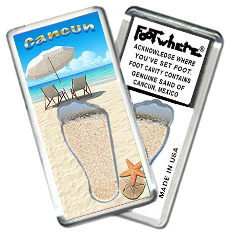 Cancun FootWhere® Souvenir Fridge Magnets. 6 Piece Set. Made in USA-FootWhere® Souvenirs