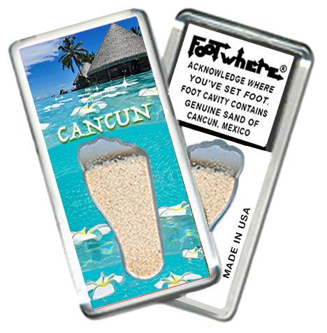 Cancun FootWhere® Souvenir Fridge Magnets. 6 Piece Set. Made in USA-FootWhere® Souvenirs