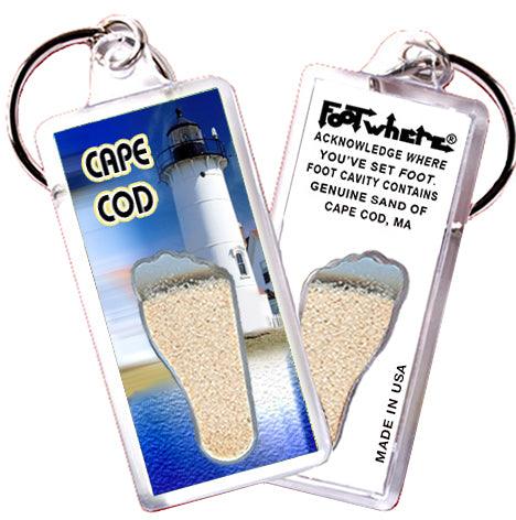Cape Cod FootWhere® Souvenir Keychains. 6 Piece Set. Made in USA-FootWhere® Souvenirs