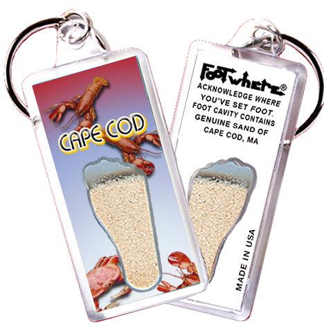 Cape Cod FootWhere® Souvenir Keychains. 6 Piece Set. Made in USA-FootWhere® Souvenirs