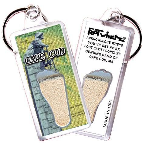 Cape Cod, MA FootWhere® Souvenir Keychain. Made in USA-FootWhere® Souvenirs