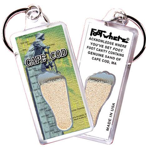 Cape Cod FootWhere® Souvenir Keychains. 6 Piece Set. Made in USA-FootWhere® Souvenirs
