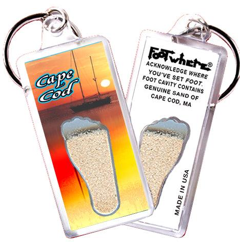 Cape Cod FootWhere® Souvenir Keychains. 6 Piece Set. Made in USA-FootWhere® Souvenirs