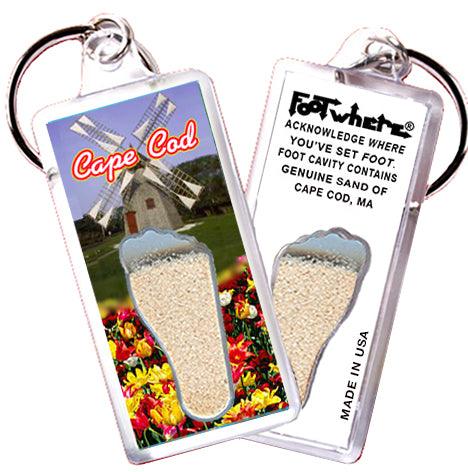 Cape Cod FootWhere® Souvenir Keychains. 6 Piece Set. Made in USA-FootWhere® Souvenirs