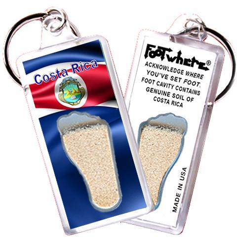 Costa Rica FootWhere® Souvenir Keychain. Made in USA-FootWhere® Souvenirs