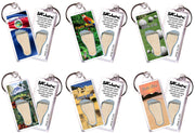 Costa Rica FootWhere® Souvenir Keychains. 6 Piece Set. Made in USA-FootWhere® Souvenirs