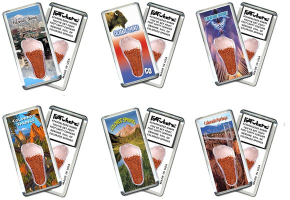 Colorado Springs FootWhere® Souvenir Fridge Magnets. 6 Piece Set. Made in USA-FootWhere® Souvenirs
