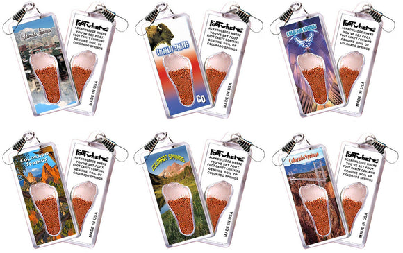 Colorado Springs FootWhere® Souvenir Zipper-Pulls. 6 Piece Set. Made in USA-FootWhere® Souvenirs
