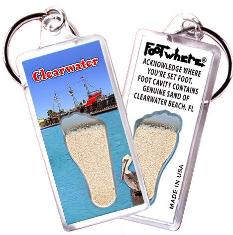 Clearwater FootWhere® Souvenir Keychains. 6 Piece Set. Made in USA-FootWhere® Souvenirs