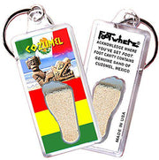 Cozumel FootWhere® Souvenir Keychains 6 Piece Set. Made in USA-FootWhere® Souvenirs