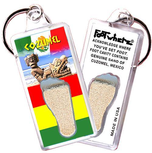 Cozumel FootWhere® Souvenir Keychain. Made in USA-FootWhere® Souvenirs