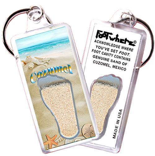 Cozumel FootWhere® Souvenir Keychain. Made in USA-FootWhere® Souvenirs