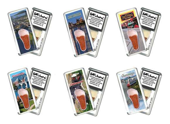 Chattanooga FootWhere® Souvenir Fridge Magnets. 6 Piece Set. Made in USA-FootWhere® Souvenirs