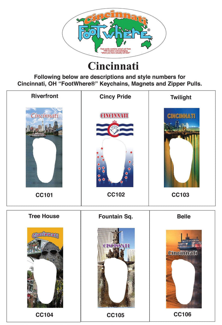 Cincinnati FootWhere® Souvenir Magnet. Made in USA-FootWhere® Souvenirs