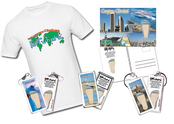 Corpus Christi FootWhere® 8-PC Souvenir Gift Set. Made in USA White…-FootWhere® Souvenirs