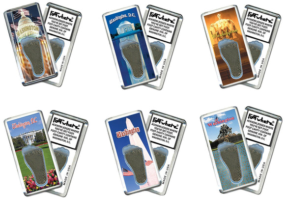 Washington, D.C. FootWhere® Souvenir Fridge Magnets. 6 Piece Set. Made in USA - FootWhere® Souvenir Shop
