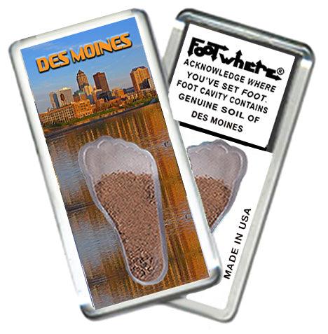 Des Moines FootWhere® Souvenir Fridge Magnets. 6 Piece Set. Made in USA-FootWhere® Souvenirs