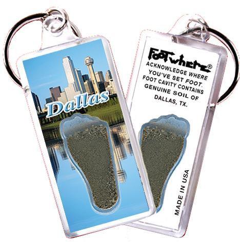 Dallas FootWhere® Souvenir Keychain. Made in USA-FootWhere® Souvenirs