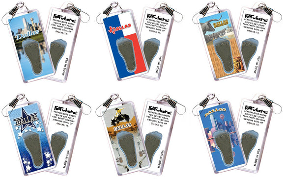 Dallas FootWhere® Souvenir Fridge Zipper-Pulls. 6 Piece Set. Made in USA-FootWhere® Souvenirs