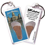 Des Moines FootWhere® Souvenir Keychain. Made in USA-FootWhere® Souvenirs