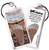 Des Moines FootWhere® Souvenir Keychain. Made in USA-FootWhere® Souvenirs