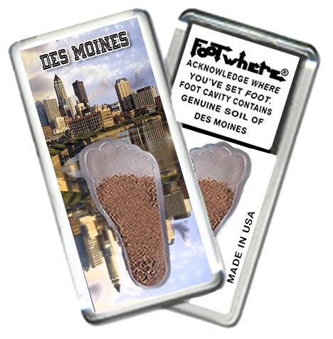 Des Moines FootWhere® Souvenir Fridge Magnets. 6 Piece Set. Made in USA-FootWhere® Souvenirs
