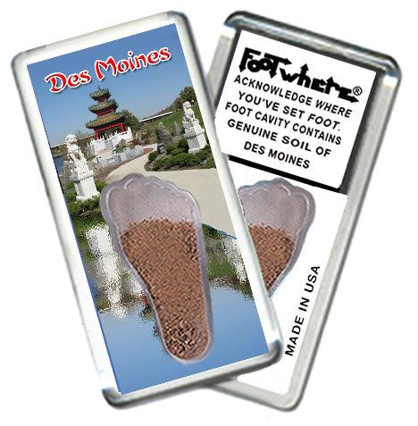 Des Moines FootWhere® Souvenir Fridge Magnets. 6 Piece Set. Made in USA-FootWhere® Souvenirs