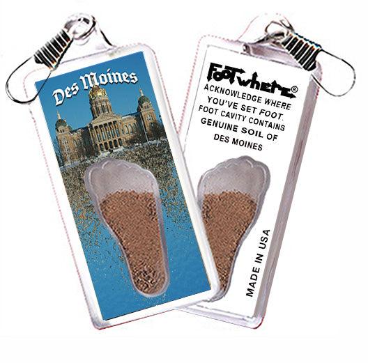 Des Moines FootWhere® Souvenir Zipper-Pulls. 6 Piece Set. Made in USA-FootWhere® Souvenirs
