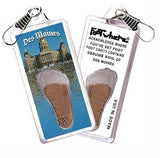 Des Moines FootWhere® Souvenir Zipper-Pulls. 6 Piece Set. Made in USA-FootWhere® Souvenirs