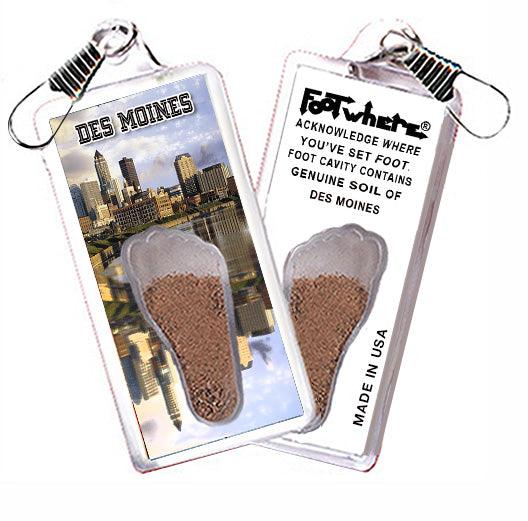 Des Moines FootWhere® Souvenir Zipper-Pull. Made in USA-FootWhere® Souvenirs