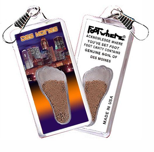 Des Moines FootWhere® Souvenir Zipper-Pull. Made in USA-FootWhere® Souvenirs