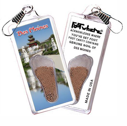 Des Moines FootWhere® Souvenir Zipper-Pull. Made in USA-FootWhere® Souvenirs