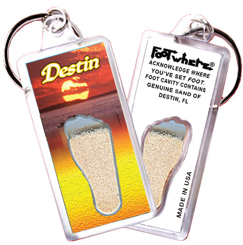 Destin FootWhere® Souvenir Keychain. 72 pieces/ 6 assorted styles.