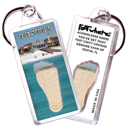 Destin FootWhere® Souvenir Keychain. 72 pieces/ 6 assorted styles.