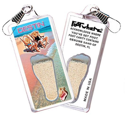 Destin, FL FootWhere® Souvenir Zipper-Pull. Made in USA-FootWhere® Souvenirs