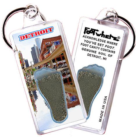 Detroit FootWhere® Souvenir Keychains. 6 Piece Set. Made in USA-FootWhere® Souvenirs