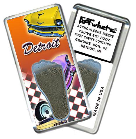 Detroit FootWhere® Souvenir Fridge Magnets. 6 Piece Set. Made in USA-FootWhere® Souvenirs