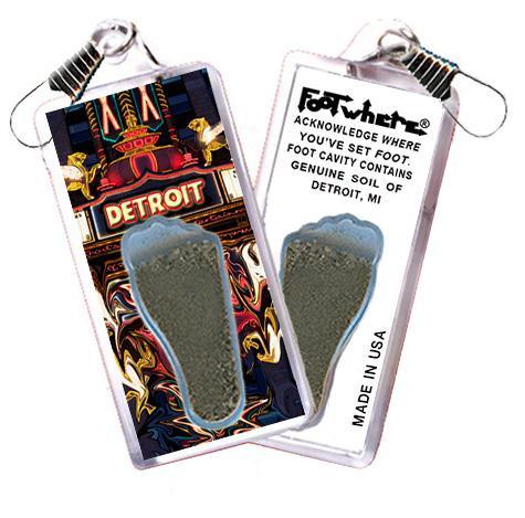 Detroit FootWhere® Souvenir Zipper-Pull. Made in USA.-FootWhere® Souvenirs