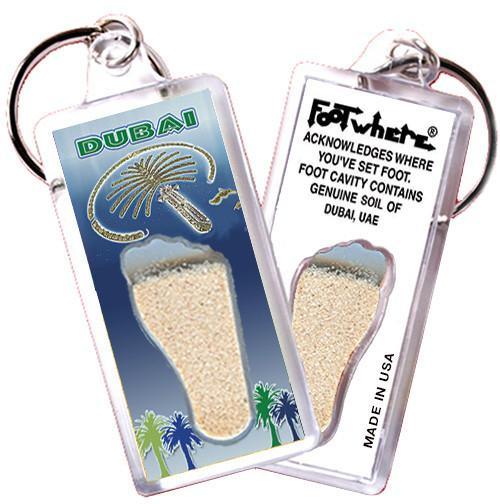 Dubai, UAE FootWhere® Souvenir Keychain. Made in USA-FootWhere® Souvenirs