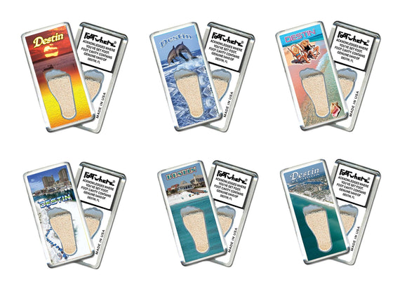 Destin FootWhere® Souvenir Fridge Magnets. 6 Piece Set. Made in USA-FootWhere® Souvenirs