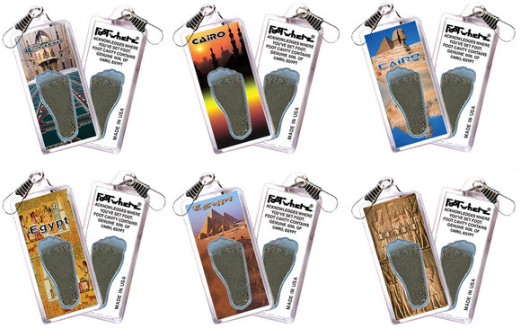 Cairo FootWhere® Souvenir Zipper-Pulls. 6 Piece Set. Made in USA-FootWhere® Souvenirs
