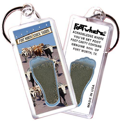 Fort Worth FootWhere® Souvenir Keychain. Made in USA-FootWhere® Souvenirs