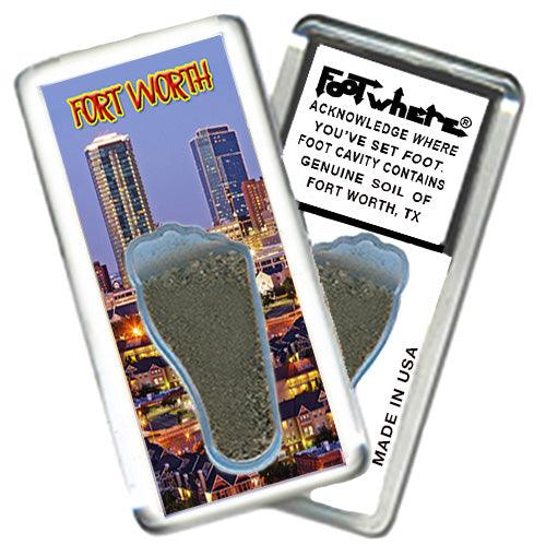 Fort Worth FootWhere® Souvenir Fridge Magnets. 6 Piece Set. Made in USA-FootWhere® Souvenirs