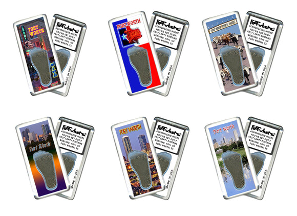 Fort Worth FootWhere® Souvenir Fridge Magnets. 6 Piece Set. Made in USA-FootWhere® Souvenirs