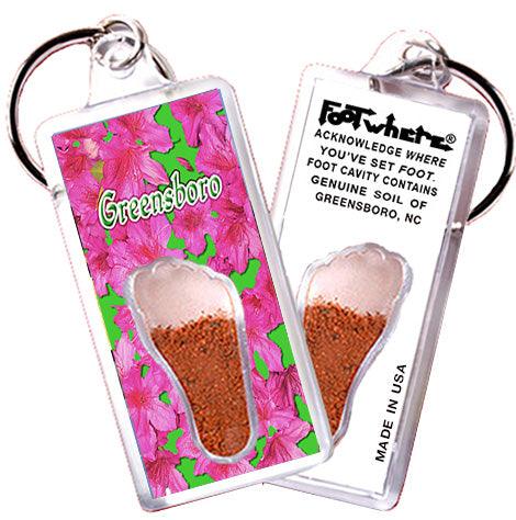 Greensboro FootWhere® Souvenir Keychains. 6 Piece Set. Made in USA-FootWhere® Souvenirs