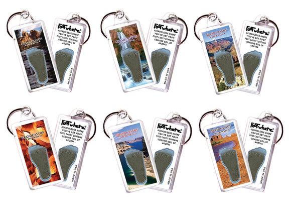 Grand Canyon FootWhere® Souvenir Keychains. 6 Piece Set. Made in USA-FootWhere® Souvenirs