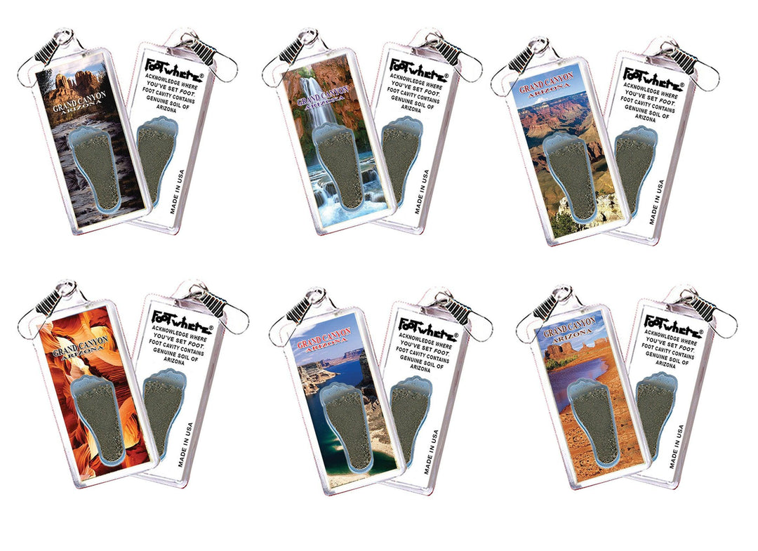 Grand Canyon FootWhere® Souvenir Zipper-Pulls. 6 Piece Set. Made in USA-FootWhere® Souvenirs