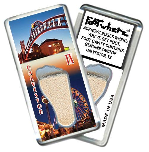 Galveston, TX FootWhere® Souvenir Fridge Magnet. Made in USA-FootWhere® Souvenirs