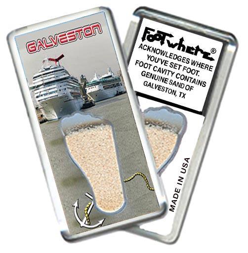 Galveston, TX FootWhere® Souvenir Fridge Magnet. Made in USA-FootWhere® Souvenirs
